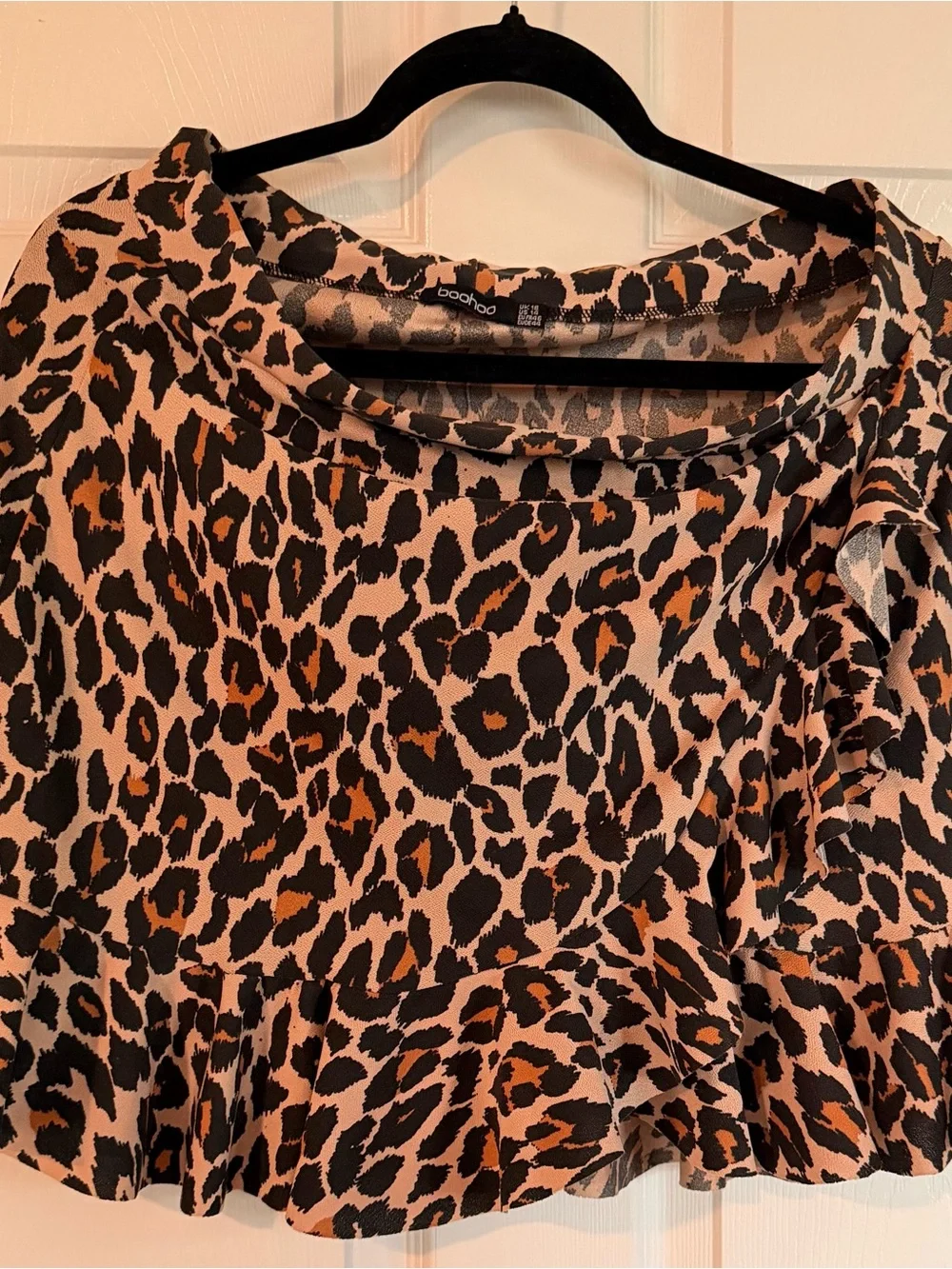 Boohoo Leopard Print Ruffle Hem Skirt
